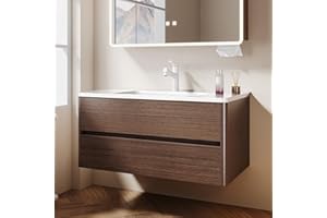 WYRNOBRX Modern Bathroom Vanity with Sink Combo Curved Floating Wash Basin with 2 Drawer, Large Mount Sinks with Integrated C