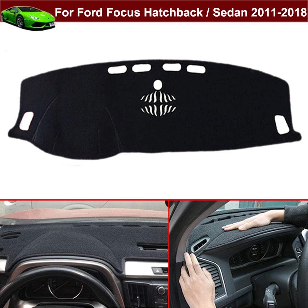Tiantian 1pcs Black Non-Slip Premium Dash Covers Dash Carpet Dash Mat Dashboard Cover Dashboard Mat Custom Fit for Ford Focus Hatchback/Sedan 2011 2012 2013 2014 2015 2016 2017 2018