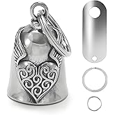 vvag Motorcycle Bell Durable Guardian Angel Bell Hanger Biker Bell with Keychain Ring Motorcycle Accessories for Women