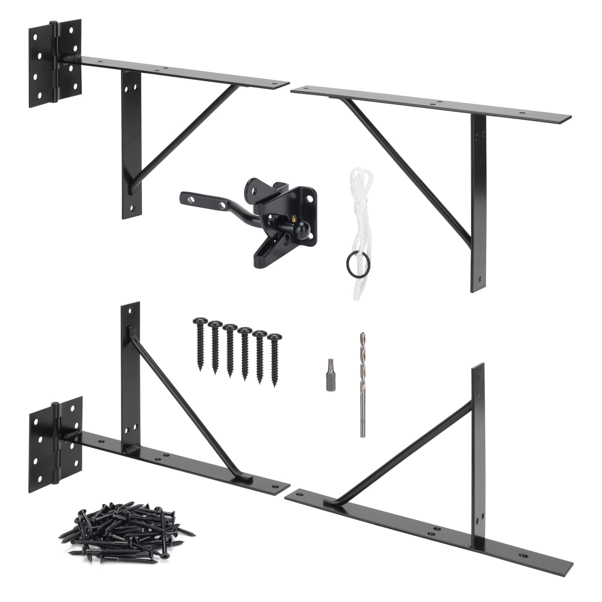 Photo 1 of SANKINS Anti Sag Corner Brace Bracket, Heavy Duty Frame Kit with Self-Locking Latch, Black Hardware for Wooden Fence, Shed Doors, Driveway Gates, Corral Gates, Wood Windows
