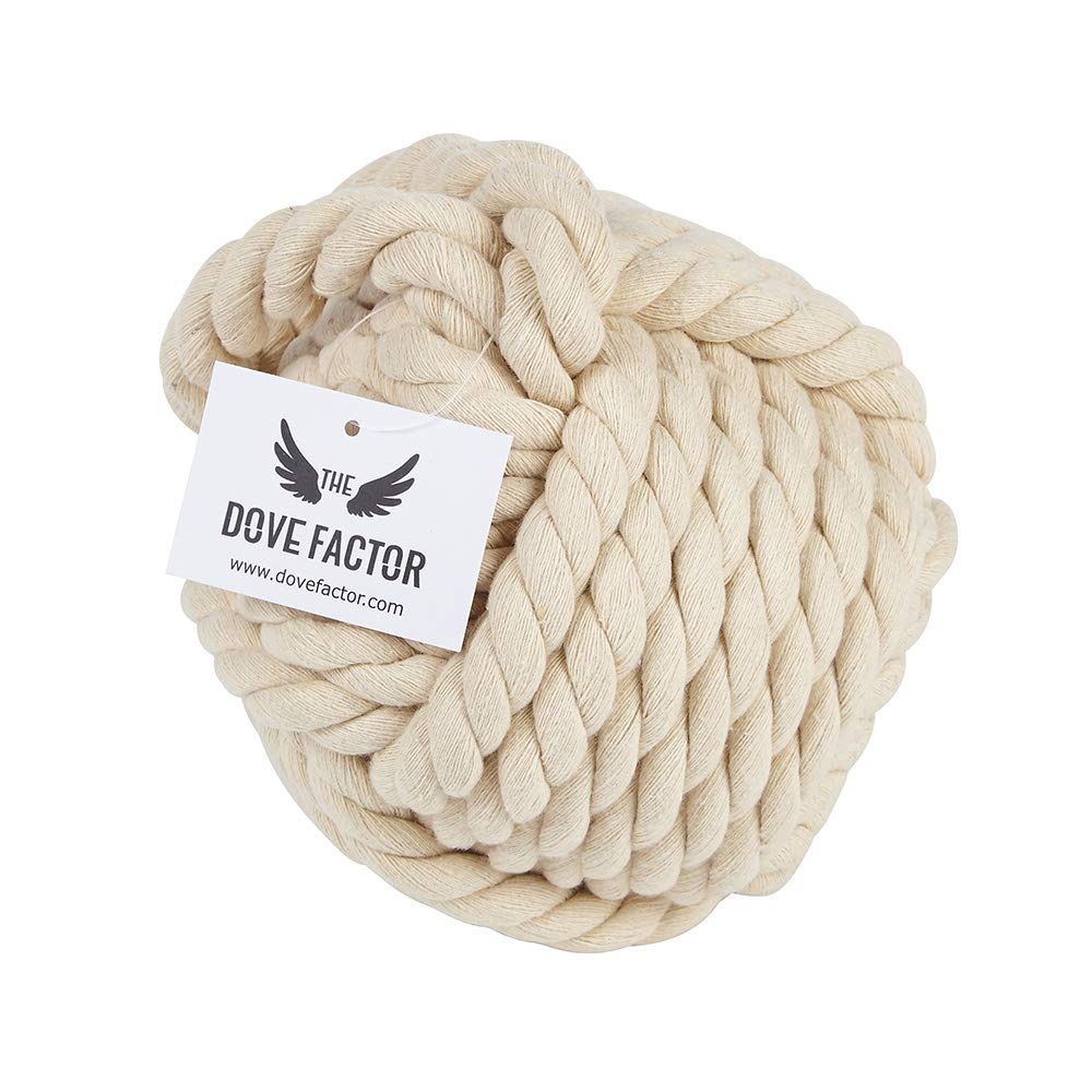 Nautical Rope Knot Weighted Fabric Door Stop (Egg Shell/Off White/Tan)