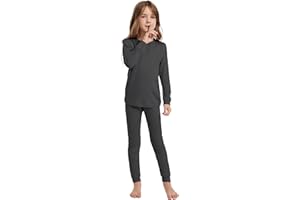 woolcano Kids Unisex 100% Merino Wool Base Layer Sets Lightweight Thermal Underwear