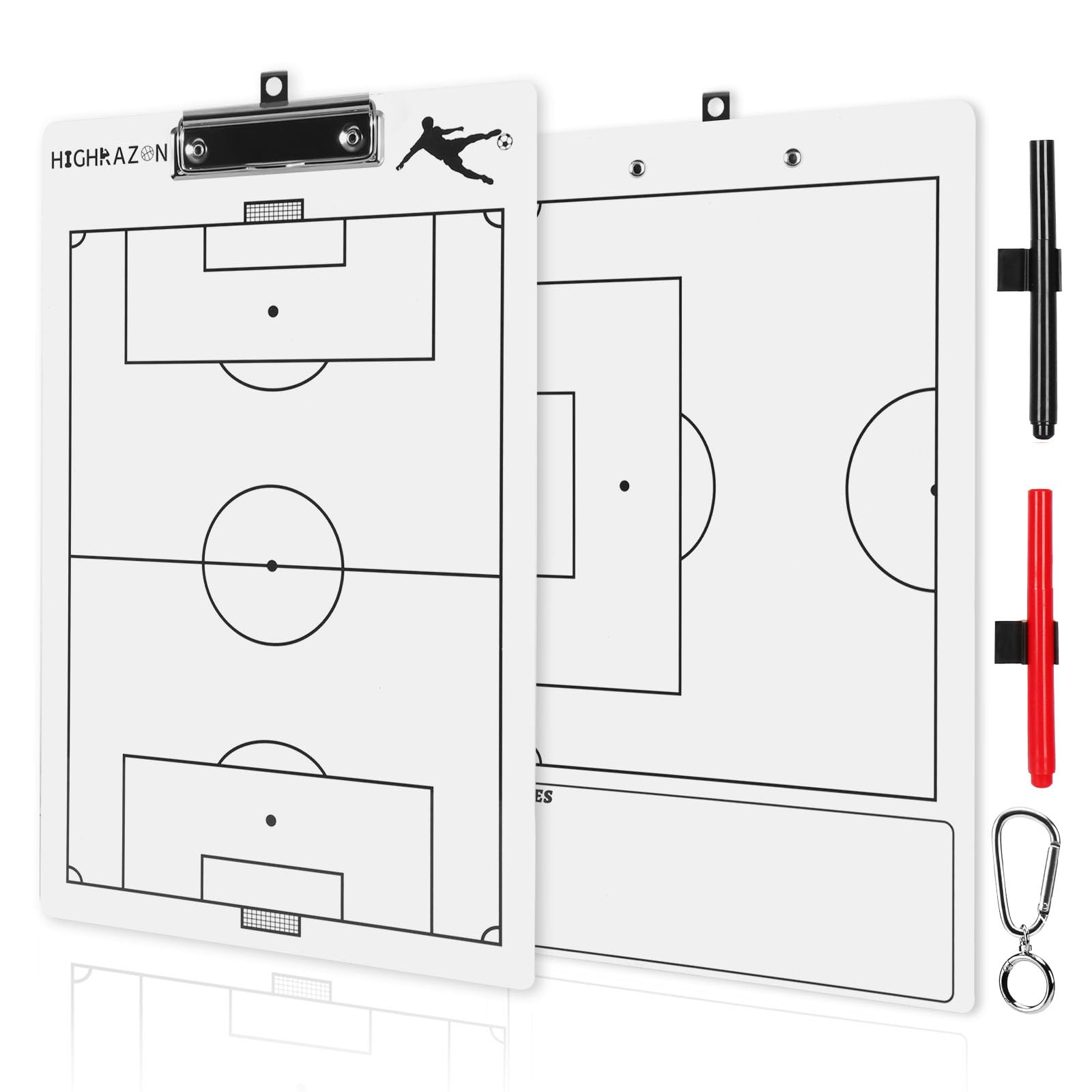 Photo 1 of HIGHRAZON Soccer Coaches Clipboard, White Double-Sided Dry Erase Coach Clipboard, Soccer Whiteboard for Coaches, Lineup White Board with Marker for Coaches Gift