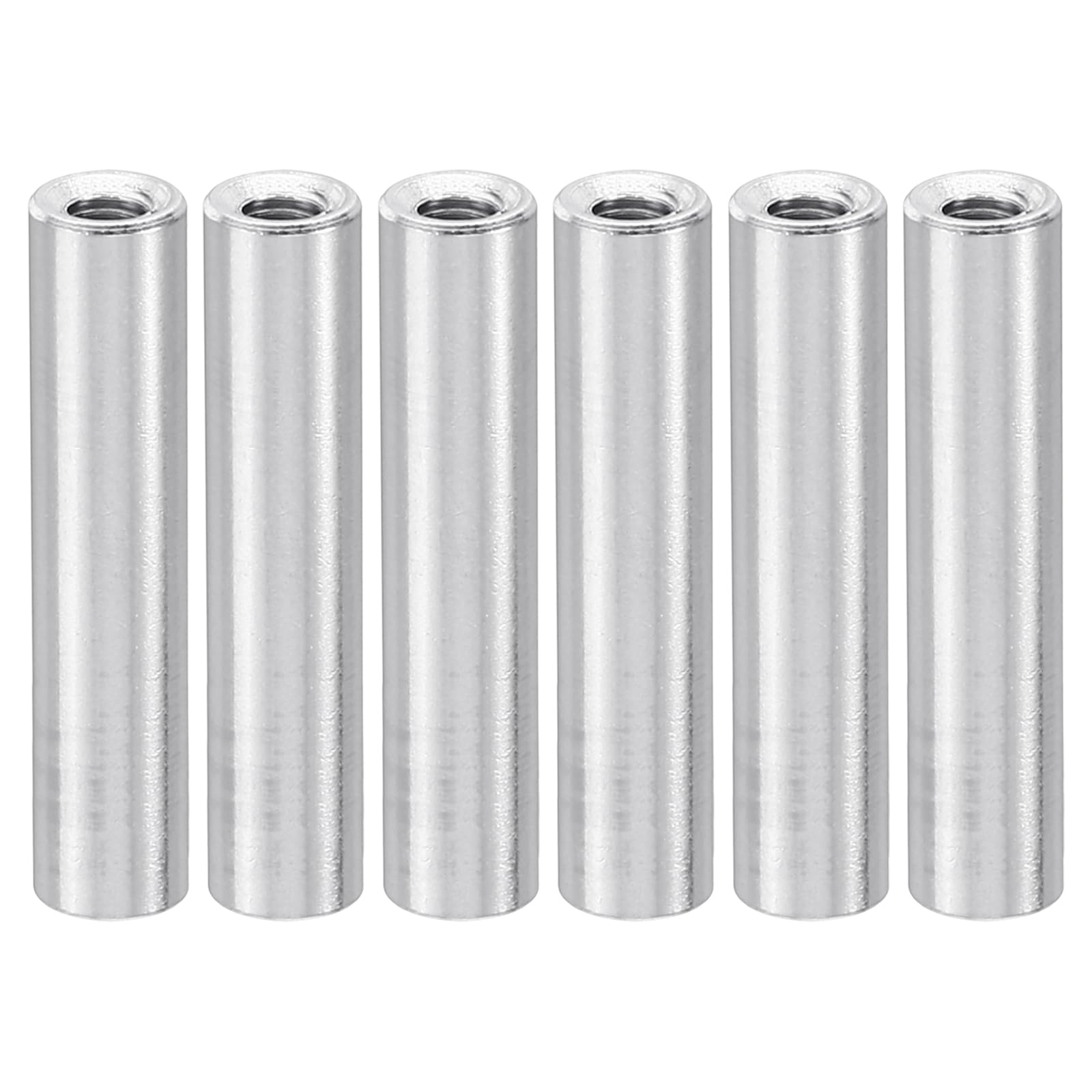 PATIKIL 12pcs M3 Metal Threaded Standoff Spacer Nuts, Round Aluminum Spacers Female Coupling Screws, 1/8" ID x 3/16" OD, Silver 3x5x28mm — image 1