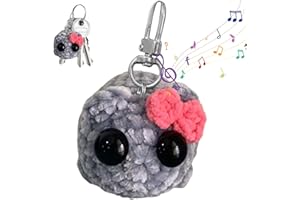 FRGITYGIFT Cute Sad Hamster Keyring, Kawaii Sad Hamster Meme Plush Toy, Handmade Sad Hamster Crochet Doll Keychains with Bow