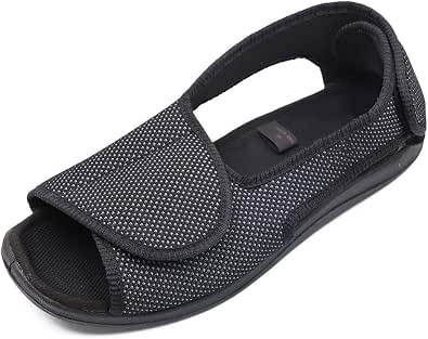 Sandalias ajustables con puntera abierta, ancho extra ancho para  recuperación diabética, para artritis, edema, pies hinchados, ancianos :  Ropa, Zapatos y Joyería - Amazon.com