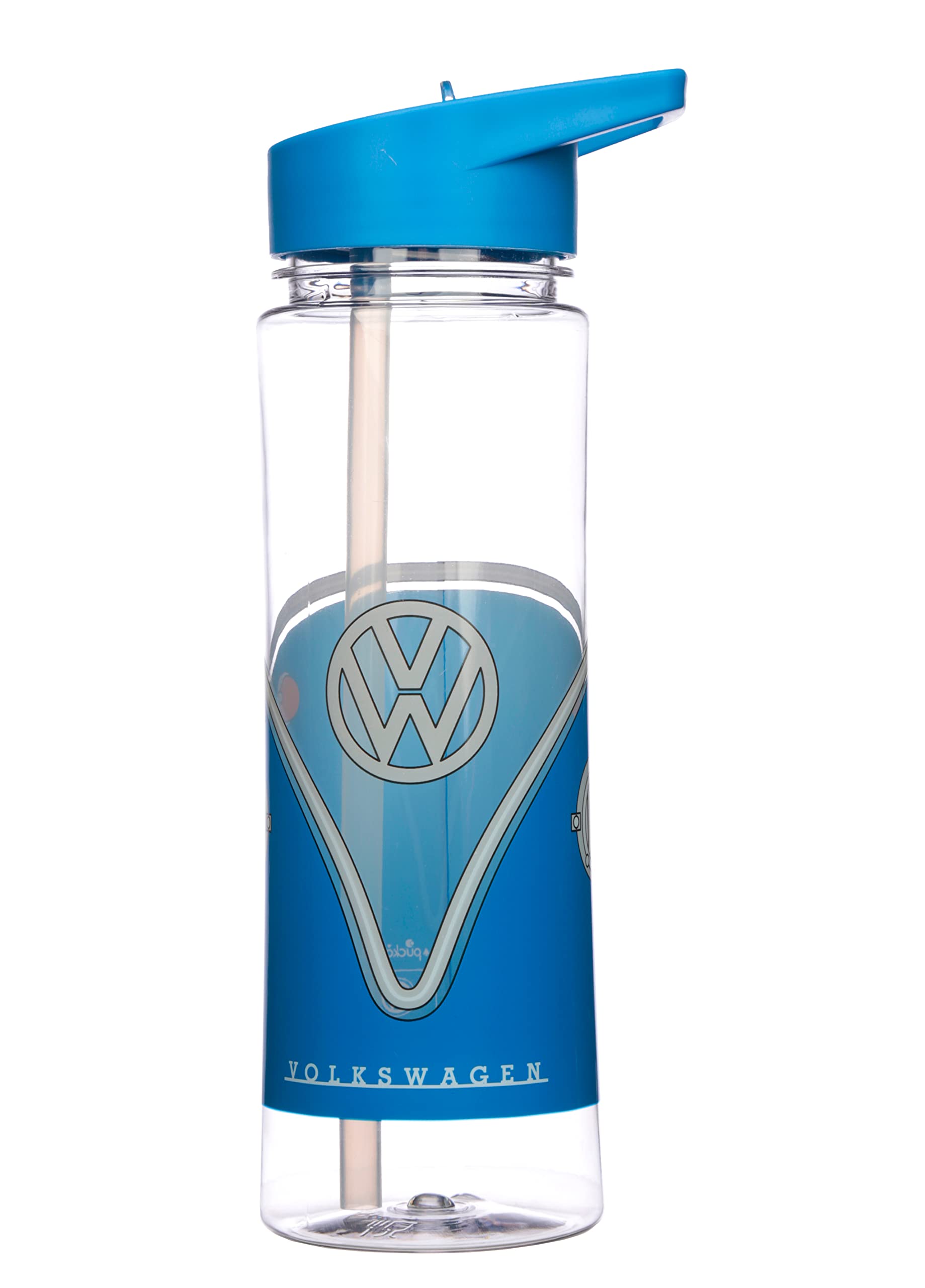 Puckator VW T1 - Kids Drinks Bottle With Flip Straw - Reusable Water Bottle For Girls And Boys With A Carry Handle - Bpa Free - For School Nursery - Cute Camper Design - Pp 550ml