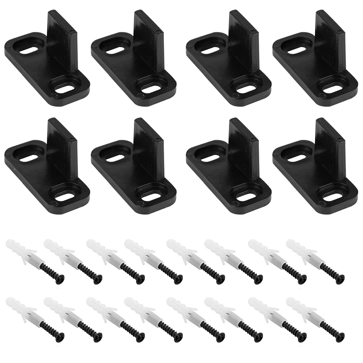 8PCS Barn Door Floor Guide, Black Pocket Door Guide, Sliding Door Track, Floor Mounted Bottom Guide, Locators Adjustable Sliding Barn Door Floor Guides