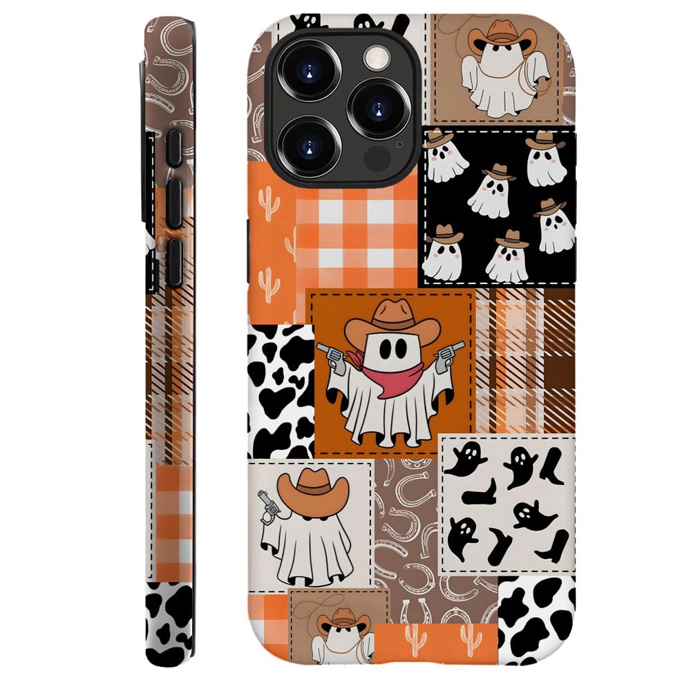 Generic Compatible with for iPhone 13 Pro,Ghost Cowboy Patchwork Halloween Phone Case for Girl Women Boy Men,Scratch Resistant Shockproof Cover Case for iPhone 13 Pro