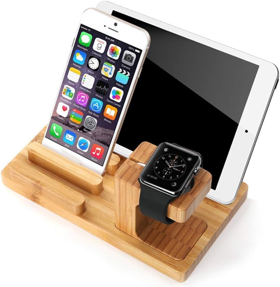 XQxiqi689sy Phone Rack Multifunctional Bamboo Tablet Watch Phone Holder Table Stand Home Desk Organizer