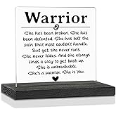 Warrior Inspirational Cancer Survivor Gift for Women, She Is Unbreakable, Breast Cancer Fighter, Encouragement Gift for Mom Friend, Support & Strength Acrylic Home Office Plaque VZ471