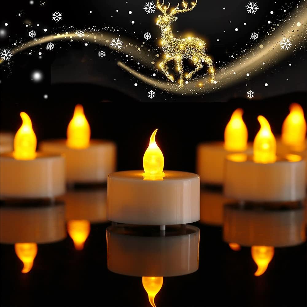 Jialine 12 Pack Flameless LED Tea Lights Warm Flickering Battery Candles