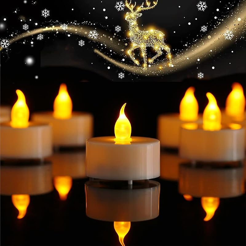 Jialine 12 Pack Flameless LED Tea Lights Warm Flickering Battery Candles