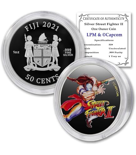 2021 1 oz Silver Fiji Street Fighter II Chun-Li Coloured Coin 50c
