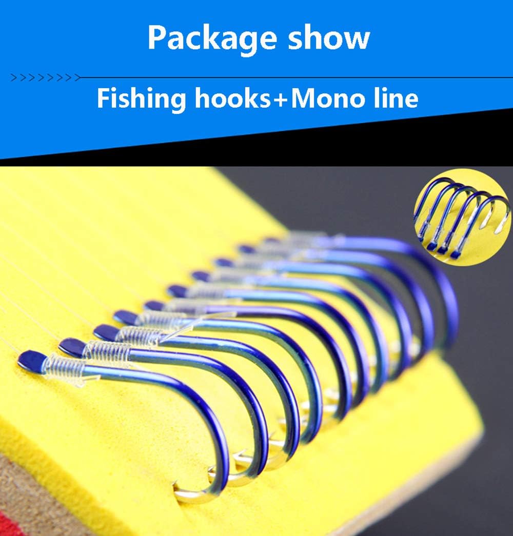 AMHDV Small Fishing Hooks with Line, Super Quick Penetration Fishing Hook Tie Nylon Line (Pack of 20) (10#) : Sports & Outdoors