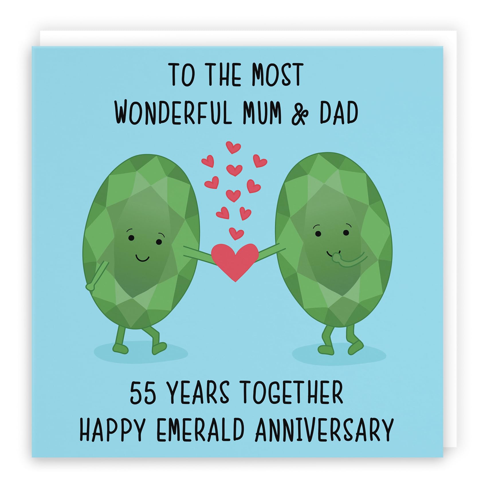 Hunts England - Large Mum And Dad 55th Anniversary Card - To The Most Wonderful Mum & Dad - 55 Years Together - Happy Emerald Anniversary - Iconic Collection - Large - 210 x 210 mm