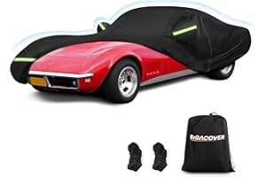 BIGACOVER for C3 Corvette Car Cover Waterproof, Sun Heat Protection Outdoor Full Car Covers with Driver Side Zipper Windproof Heavy Duty All Weather Fit for C3 1968-1982 Chevy Corvette,Not for Rear Wing