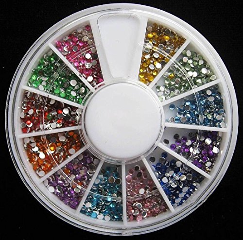 1 Sets Pleasing Popular 3D Nail Art Wheel Glitters Random Mixed Non-Toxic Manicure Accessory Primer DIY Style Mix Color 1.5mm Rhinestones