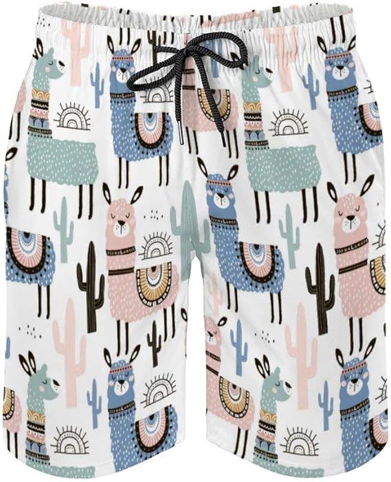 Amazon ショートパンツ ラマ柄 サボテン サーフパンツ 海水パンツ 水着 メンズ ビーチパンツ ボードショーツ 速乾 短パン スイミング 五分丈 通気速乾 水着と普段着両方 ゴムウェスト S 2xl ショートパンツ 通販