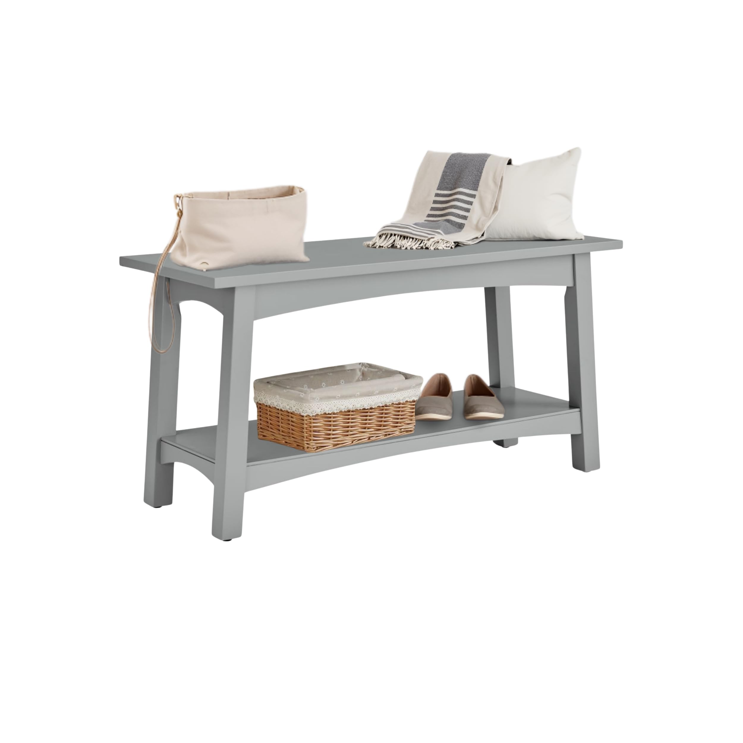 Photo 1 of ***MISSING SCREWS*** Craftsbury 36-Inch Wood Entryway Bench with Storage Shelf – Dove Gray Accent Bench for Entryway, Hallway, or Living Room – Small Space Seating with Farmhouse Charm by Alaterre Furniture