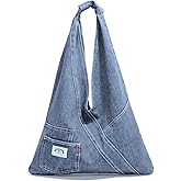 Denim Purses For Women Fashion Trendy Jean Purse Denim Purse Handbag Shoulder Bag Foldable Cute Canvas Denim Tote Bag