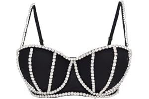 Anlydia Women's Sparkle Glitter Bra Top Rave Dance Belly Dancing Crop Tops Costume Clubwear