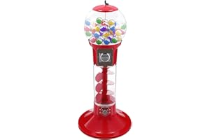 Liffshsy Vending Gumball Machine for Kids, 300 Capsule Toys 1.77in/800 Balls 1.26in Big Spiral Gumball Bank Machine with Stand 43.31in Tall, Red Twister Ball Dispenser for Capsule Toys