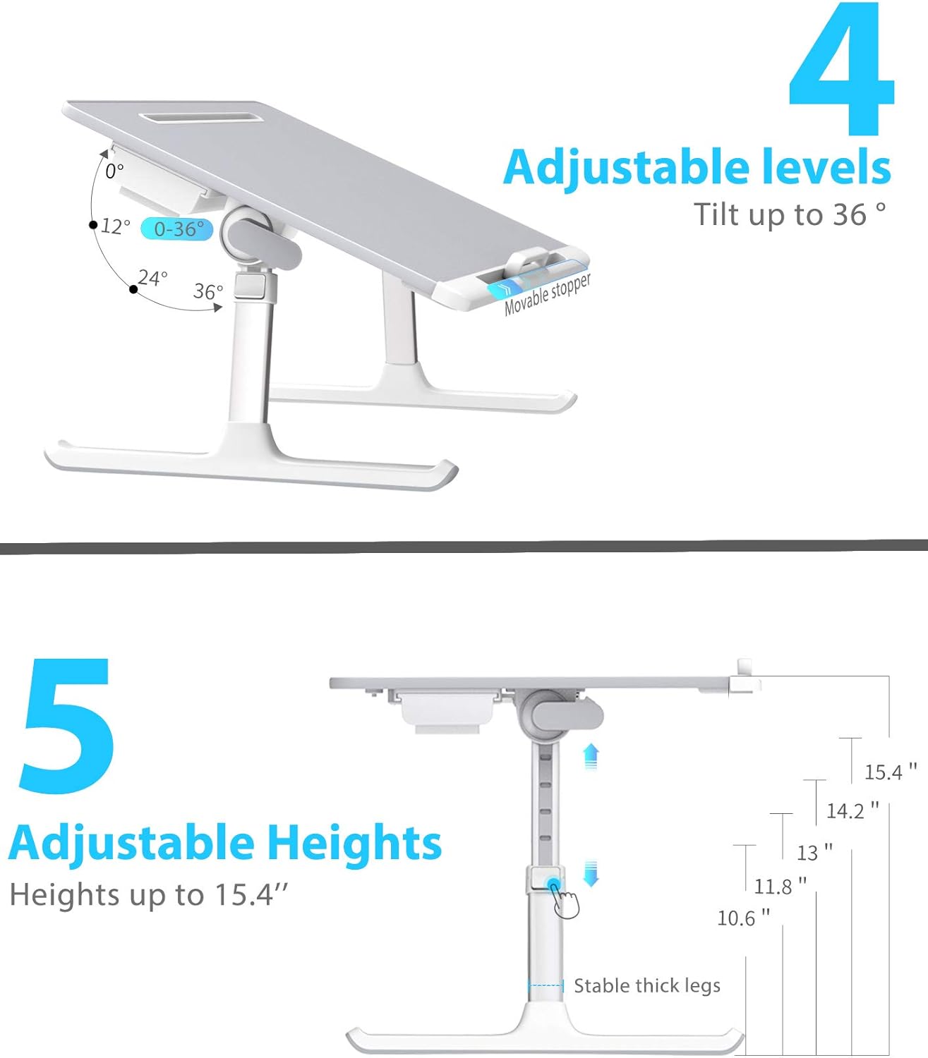 SAIJI Laptop Bed Tray Desk, Adjustable Laptop Stand for Bed, Foldable Laptop Table with Storage Drawer for Eating, Working, Writing, Gaming, Drawing (Gray, X-Large) : Office Products