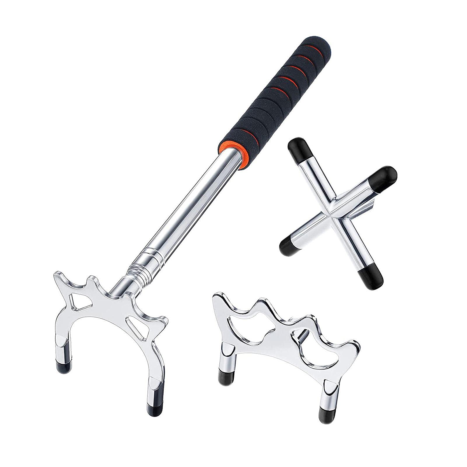 KKPLZZ Pool Snooker Table Cue, Retractable Billiards Pool Cue with Brass Cross & Spider Holder Rests, Billiards Pool Cue Accessory for Most Pool Sticks Amateur and Professional Use