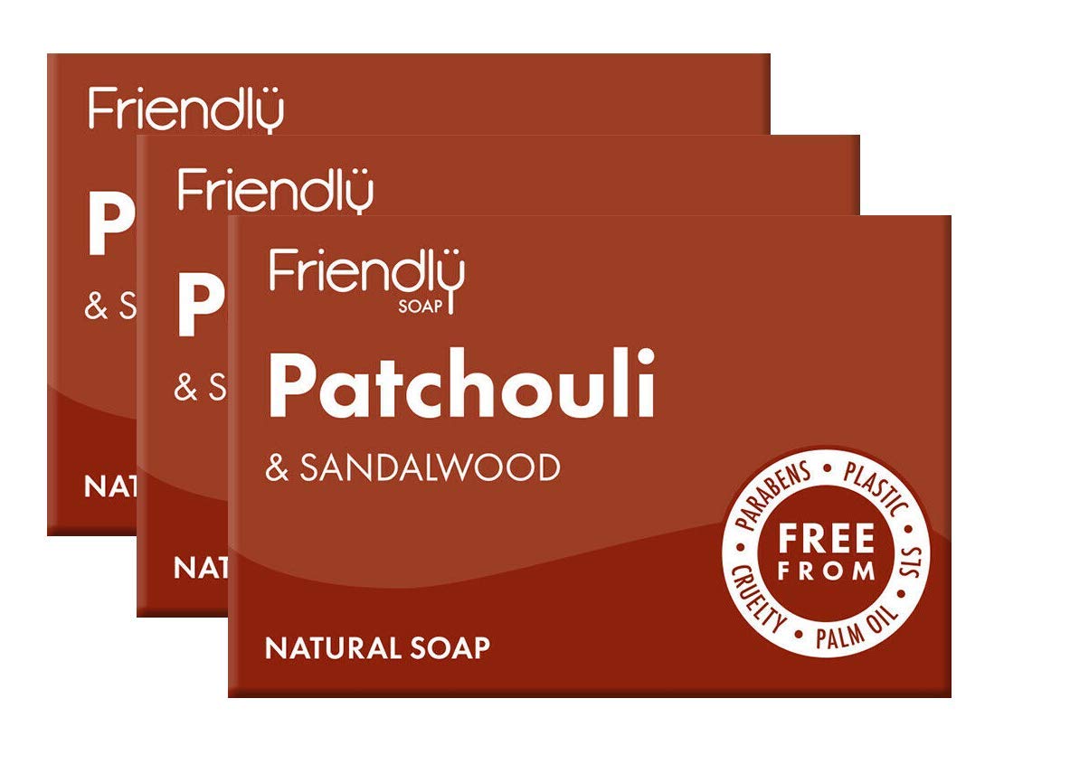 Friendly Soap | Friendly Soap Natural Patchouli & Sandalwood Soap | 3 x 95g