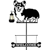ANGELLOONG 51" Solar Corgi Silhouette Dog Welcome Sign with Lantern, Outdoor Decorative Corgi Gifts for Garden Yard Lawn Patio Pathway