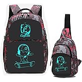 EZYCOK Backpack for School Boys, Anime Luminous School Backpack with Sling Bag Boys School Bag for Kids Lightweight Laptop Backpack College Bookbag