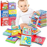 RenFox 6pcs Soft Books for Babies Toddlers Non Toxic Cloth Book Soft Activity Crinkle Book Bath Books Early Learning Baby...