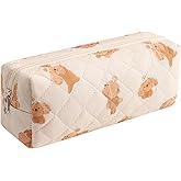 WHHJM Cute Floral Makeup Brush Bag Small Cotton Quilted Cosmetic Bag for Women Travel Toiletry Zipper Make Up Pouch (Little dog)