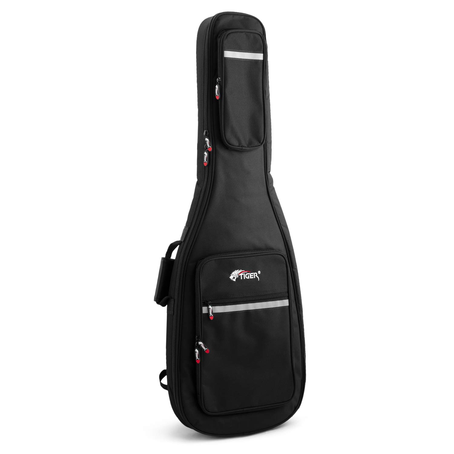 Tiger GGB35-EL Electric Guitar Padded Gig Bag - 10mm Padding, Twin Zips, Built-in Neck Strap, Twin Rucksack Straps, Zipped Pockets - Black