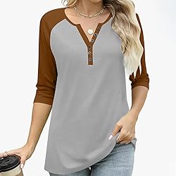 Womens 3/4 Sleeve Tops and Blouses Plus Size