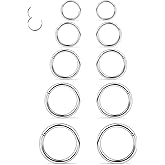 Dyknasz 10PCS 20G/18G Surgical Steel Hinged Clicker Segment Nose Rings Hoops Septum Lip Ring Hoop Cartilage Tragus Helix Sleeper Earrings Piercing Jewelry for Women Men 6mm 7mm 8mm 9mm 10mm