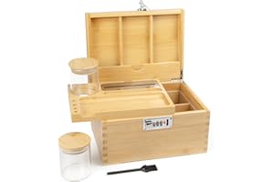 Viking Factory Thoughtful Gift Idea - Premium Bamboo Storage Box Set with Lock, Tray and All Accessories for Elegant Home Office Organization - Mortise and Tenon Joint Design (Bamboo)