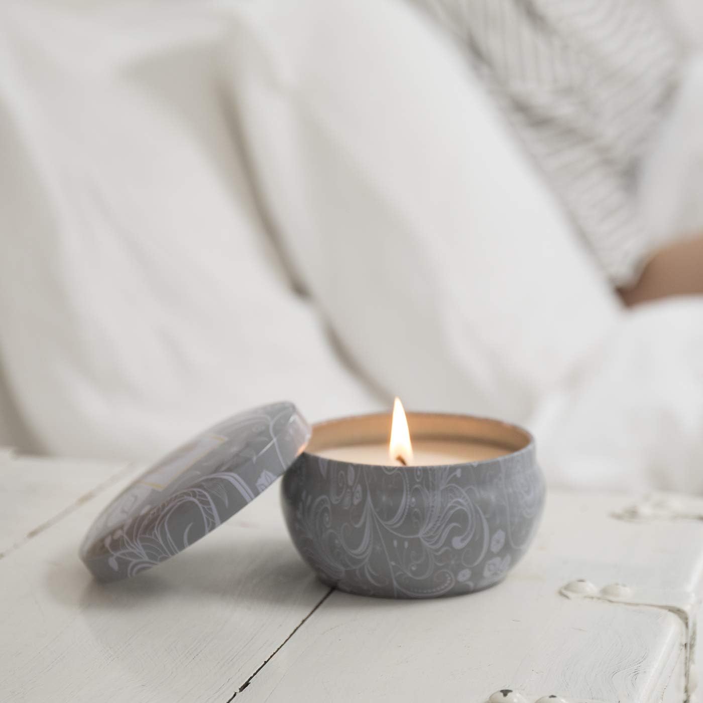 Aromatherapy Scented Candles - Blue Lotus Essential Oil Stress Relief Soy Candles,6.5 Oz Natural Soy Wax Travel Tin Relaxing Candle for Bath Spa Meditation, Relaxation Gift for Christmas: Home & Kitchen