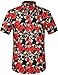 SSLR Men's Floral Casual Button Down Short Sleeve Hawaiian Shirt (Large, Black Rose (168-62))
