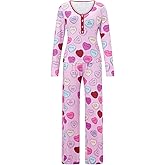 Aopwsrlyi Women Valentines Pajamas Set Hearts Print Long Sleeve Button Top Pants Set Sleepwear Soft Comfy Loungewear