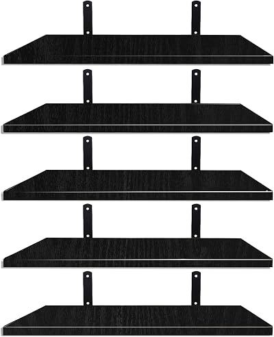 Mardili Shelves Wood Wall Mounted Shelf Rustic Set of 5 Black