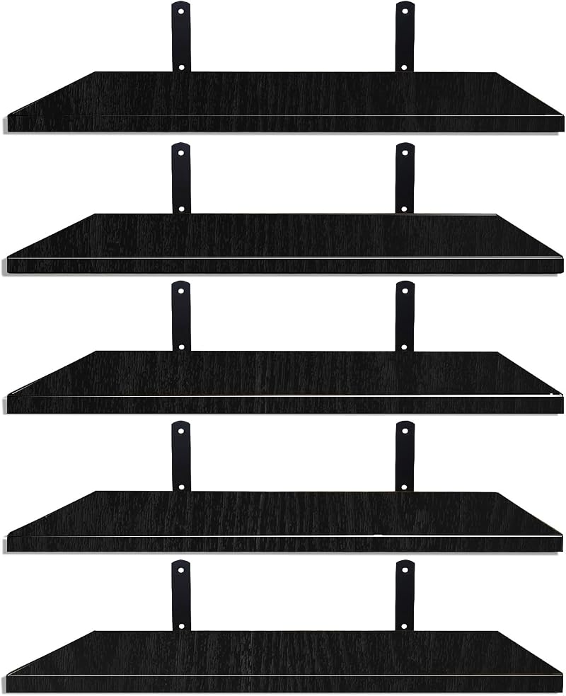 Mardili Shelves Wood Wall Mounted Shelf Rustic Set of 5 Black