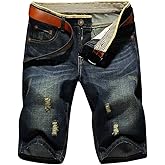 LATUD Men's Casual Denim Shorts (No Belt)