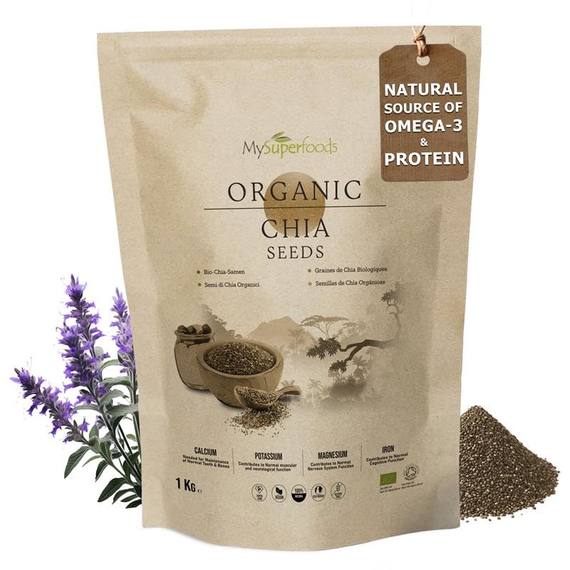 MySuperfoods Organic Chia Seeds 1kg, Natural Source of Omega-3 & Protein