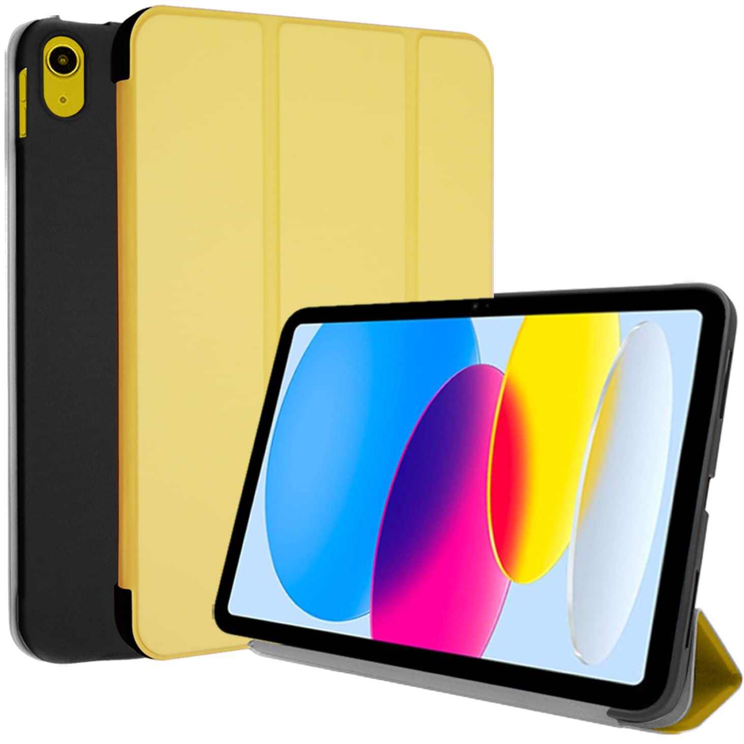 TECHGEAR Smart Case for iPad 11th Gen (2025 A16) & 10th Gen (2022), Slim Tri-Fold Stand Cover with Corner Protection, Auto Wake/Sleep, for iPad A16 11" / 10.9" - Yellow