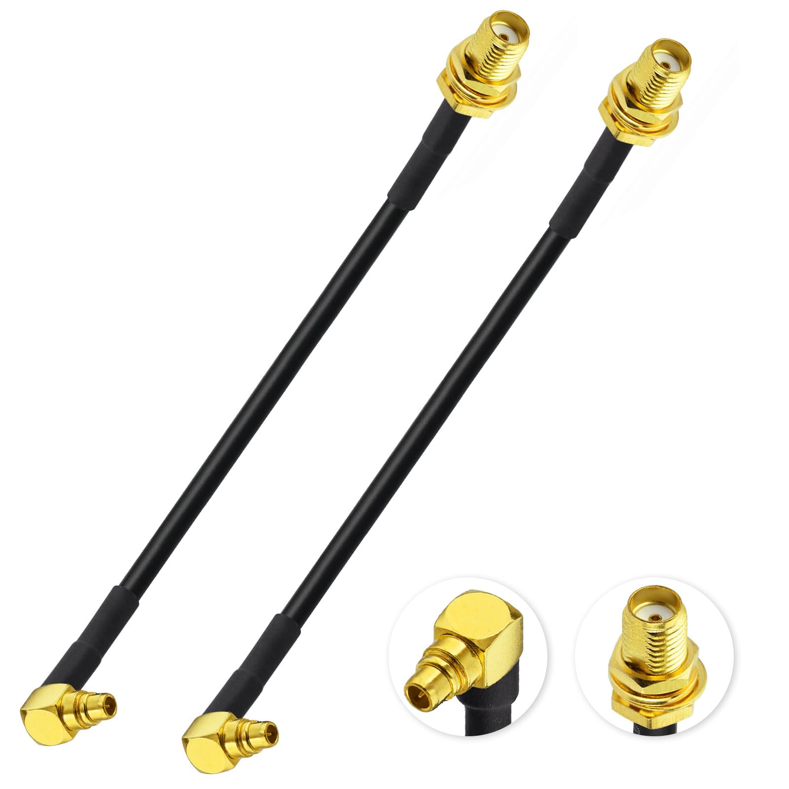 Superbat MMCX Male Right Angle to SMA Female RG174 Cable 10cm Coax Extension Cable 50ohm for FPV Air Unit, FPV Drone Antenna, RFID Reader Module, WiFi/Bluetooth Modem, Bluetooth Adapter 2Pcs