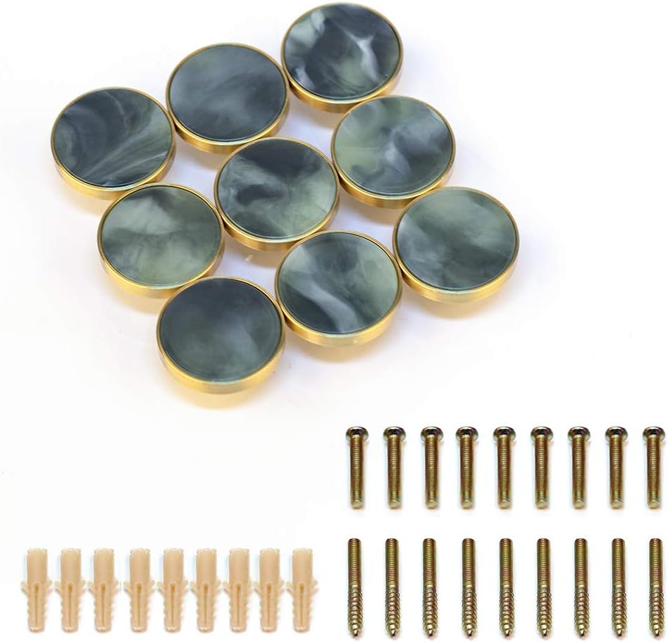 EVERGD 32mm Gold Brass Drawer Door Knobs Kitchen Cabinet Pulls Cupboard Handle Hardware Wall Mounted Clothes Coat Hook (9, Grey-Green)