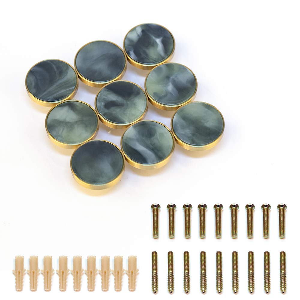 EVERGD 32mm Gold Brass Drawer Door Knobs Kitchen Cabinet Pulls Cupboard Handle Hardware Wall Mounted Clothes Coat Hook (9, Grey-Green)