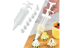 Professional Cake Decorating Kit, Piping Nozzle with Syringe, 8 Plastic Pastry Tips, Icing Tube for Cupcakes
